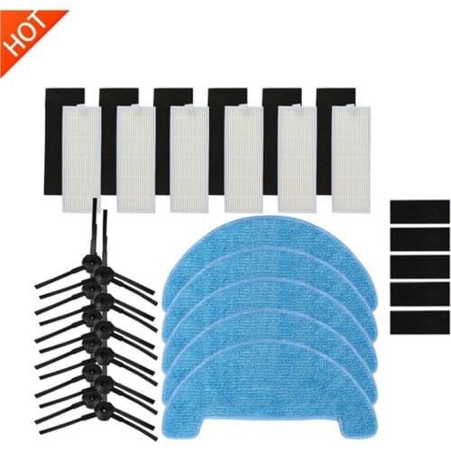 6*Filter+6*Sponge+12*Side Brush+5*Mop Cloth+5*magic paste accessories for ILIFE A4 Robot Vacuum Cleaner Parts chuwi ILIFE X620