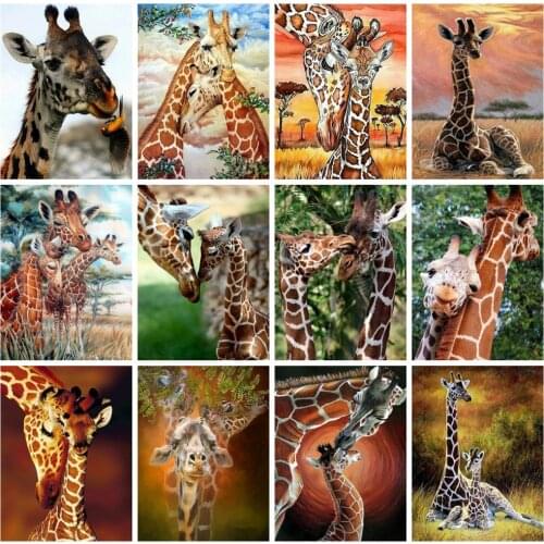 Huacan Diamond Painting Animal Giraffe Embroidery Cross Stitch Kits Decoration Painting With Diamonds Wall Art