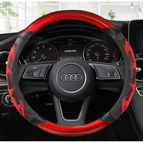Car Carbon Fiber Leather Sport Car Steering Wheel Cover Non-slip for Audi A1 8X A2 A3 Q3 Q5 Q2 A4 A5 A6 Avant Auto Accessories