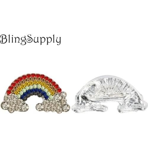 Free shipping 23mm rainbow rhinestone button with slider 50PCS (BTN-5504)