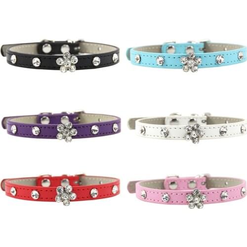 Bling Rhinestone Puppy Dog Diamond Collars Personalized Leather Adjustable Collar Necklace for Small Medium Pet Accessories