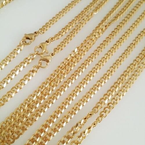 5mm Wide 5/10/20pcs/lot 316L Stainless Steel Curb Cuban Link Chain Necklaces Free DIY Wholesale Jewelry Gold Color 16-40inch