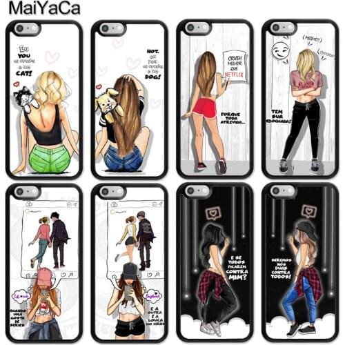 MaiYaCa Girls Brunette Blonde Best Friends Case For iPhone XS Max X XR 12 mini 11 Pro Max SE 2020 6S 7 8 Plus 5S Back Cover