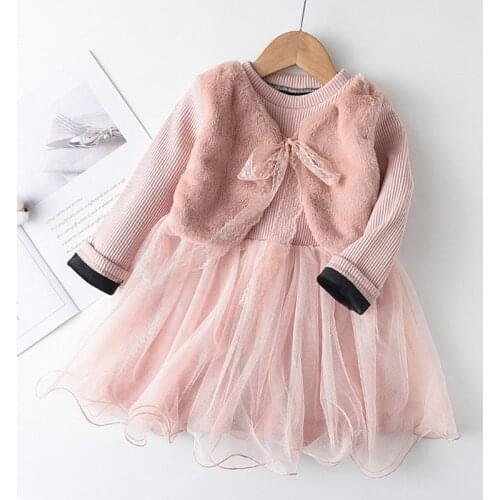 Girls Dress Fur Warm Winter Christmas Autumn Dresses For Kids Girl Clothes Children Birthday Princess Tutu Costumes 3-7years