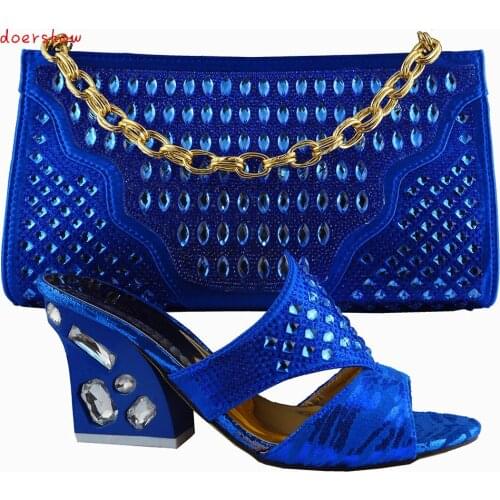 Doershow latest pattern African shoes and matching bags with rhinestones!good quality Italian shoes and bags for party! !HZL1-15