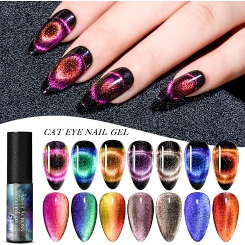 MEET ACROSS 9D Cat Eye Gel Nail Polish Soak Off Nail Art Gel Polish Manicure Nail Gel Cat Eye UV Gel Varnish