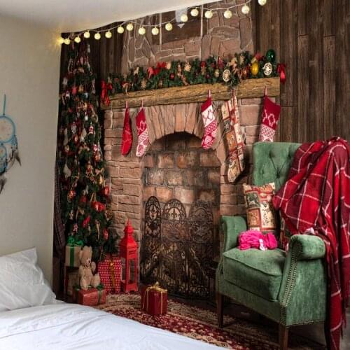 Tapestry Christmas Tree Wall Hanging Christmas Fireplace For Home Deco Tapestries Christmas Tree Large Size Tapestries