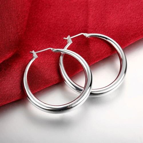 Hot sale high quality Jewelry 925 Sterling Silver 3.4cm Round Earring Fashion Woman earings Gifts