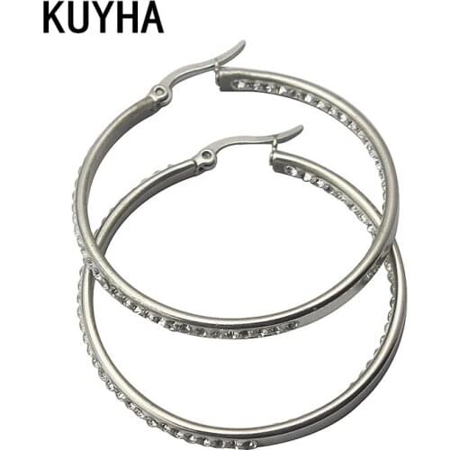 Crystal Hoop Earrings 40mm Luxury Statement Rhinestones Jewelry For Women Wedding Brincos