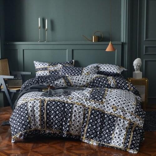 Luxury Printed Plaid Stripe King Size Duvet Cover Set Single Double Queen Soft Bedding Sets