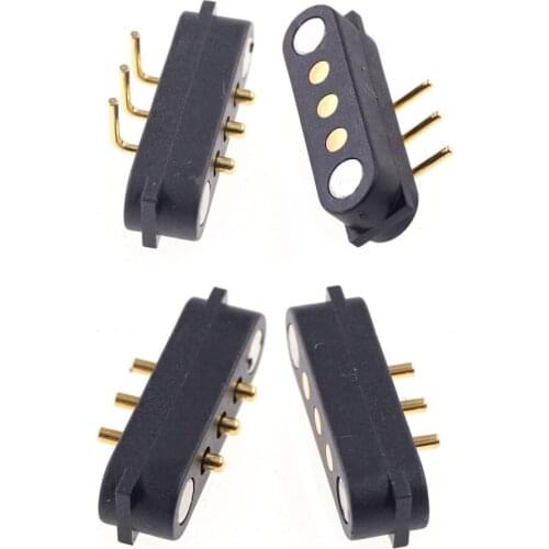 20pcs PogoPin 3PIN High Current 2A 36V DC Power Magnetic Connector 2.54mm Pitch Electronic Equipment Parts Charging Socket Port