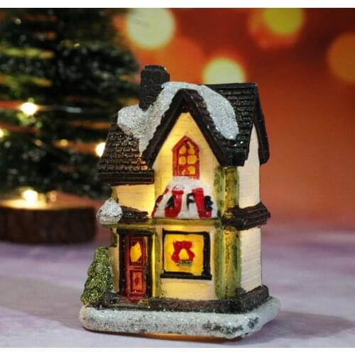 Miniature House Furniture Doll House LED House Decorate Light with Resin Miniature House Home Decoration Christmas Gifts WXV