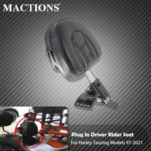 Motorcycle Adjustable New Plug In Driver Rider Seat Backrest Kit For Harley Touring Electra Road Street Glide Road King 97-2020
