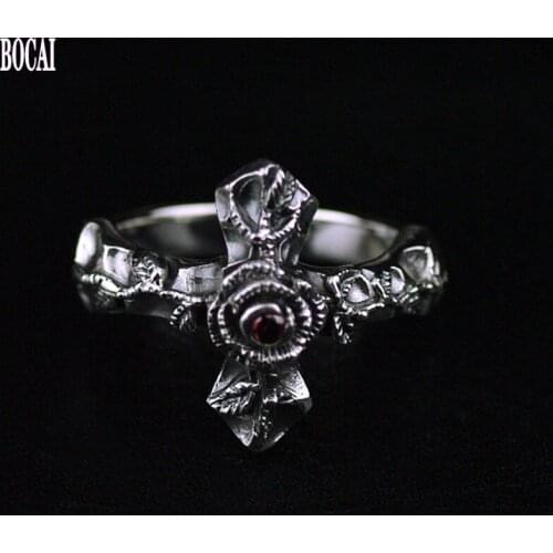 New retro Thai silver rose cross ring for woman 925 sterling silver ring for man stylishly beautiful womans rings