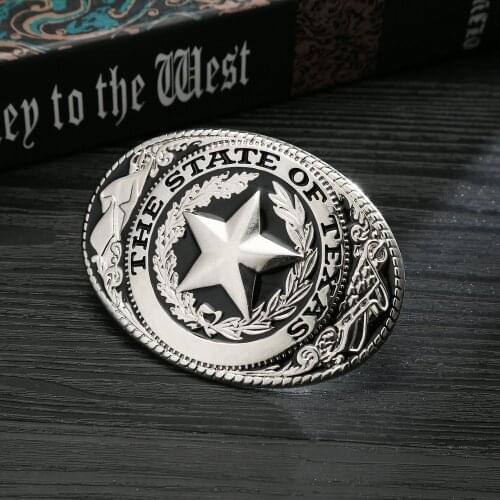 Western Cowboy Belt Buckle Texas Pentagram Zinc Alloy Mens Belt and Belt Accessories