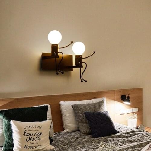 Nordic Wall Lamp Creative Iron Doll Led Villain Wall Light Bedroom Bedside Aisle Baby Children' Room Cartoon wall sconce CL0529