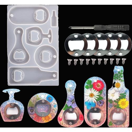 Beer Spanner Bottle Opener Dry Flower Mirror Silicone Mold Silicone Mold For DIY Crystal Epoxy Resin Home Decoration Handmade