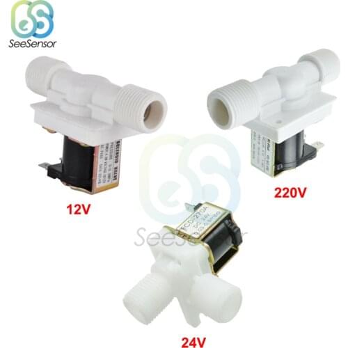 1/2" Plastic Solenoid Valve Switch 12V 24V 220V Magnetic Washing Machine Dispenser Drinking Water Pneumatic Pressure Controller