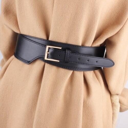 HOT Brown Wide Waistbands Gold Pin Buckle PU Leather Belts For Women Cinturon Mujer Fashion Black Ceinture Femme Dress Waistband