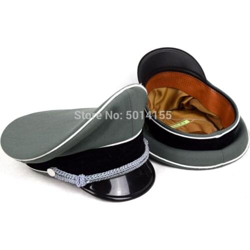 Replica WWII German Elite Officer Elite Whipcord Hat Cap Hat Sweat Ring Made Leather