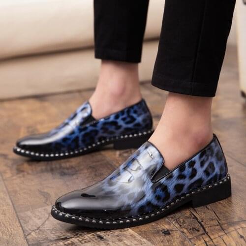Luxury brand Italian leather shoes new fashion leopard lace black red wedding office shoes official oxford shoes men’s moccasin