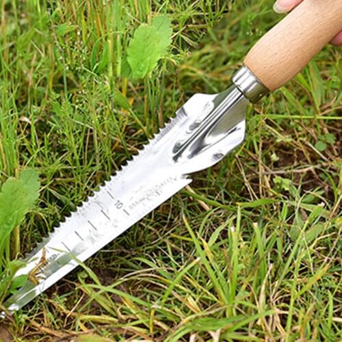 Stainless Steel Garden Weeder Sow Dibber Hand Tool Gardening Weeder shovel with Ergonomic Handle for Planting and Weeding Tool