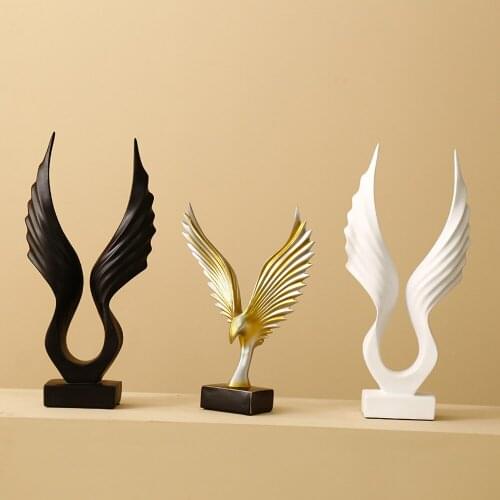 Nordic Angel Wings Resin Sculpture Modern Abstract Figurine Home Decoration Simple House Decorative Sculptures Housewarming Gift