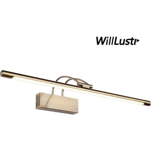 Modern LED Makeup Mirror Vanity Light Picture Wall Lamp Acrylic Hotel Cloakroom Copper Nickel Rotatable Metal Sconce