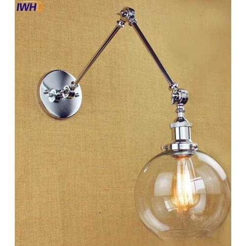 Glass Loft Retro Vintage Wall Light LED Home Lighting Edison Swing Long Arm Wall Lamp Industrial Wall Sconce Appliques Murale