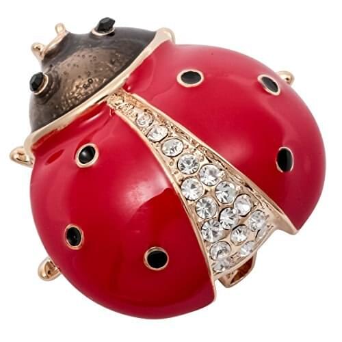 YACQ Ladybug Beetle Insect Silver Gold Crystal Enamel Pin Brooch Jewelry Cute Fashion Women Birthday Gift Mom Dropshipping NB07
