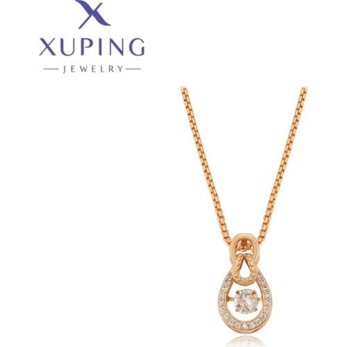Xuping Jewelry Summer Sale Fashion White Crystal Pendant Necklace of Gold Color A00552935