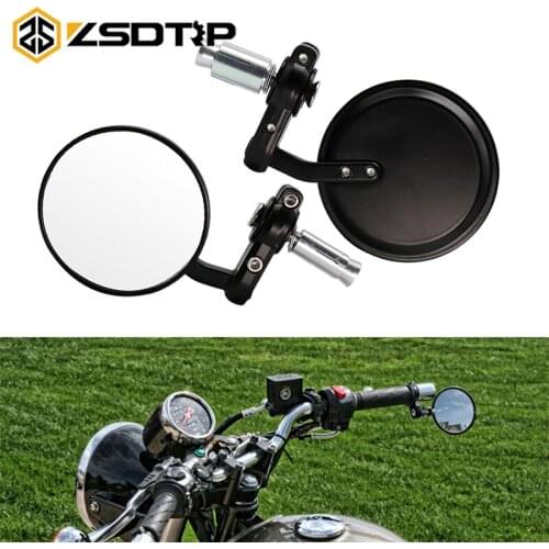 ZSDTRP 18mm Universal Motorcycle Mirror Aluminum Black Handle Bar End Rearview Side Mirrors Motor Accessories