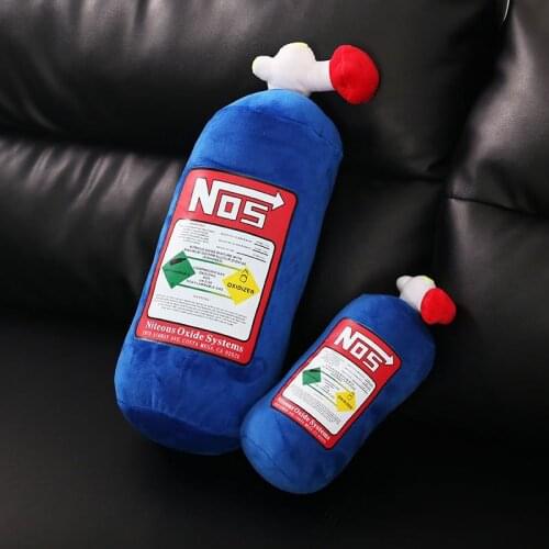 1pc Creative Plush Toys NOS Nitrous Oxide Bottle Soft Pillow Turbo JDM Cushion Gifts Car Decor Headrest Backrest Seat Neck Rest