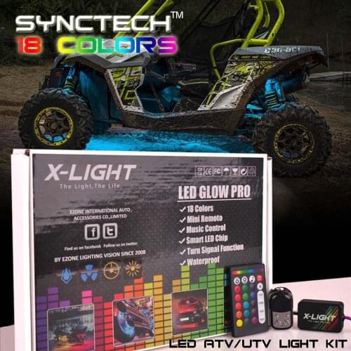 10pc X-LIGHT ATV UTV Underbody Glow LED Lighting Kit | Full-Color Accent Neon Strips w/Switch | 3-in-1 Smart LED | Brake Mode