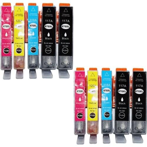10 Pack Compatible for 4 Colors Ink Cartridge Hp 670 for Hp Printer Deskjet 3525 4615 4625 5525 6525 Series