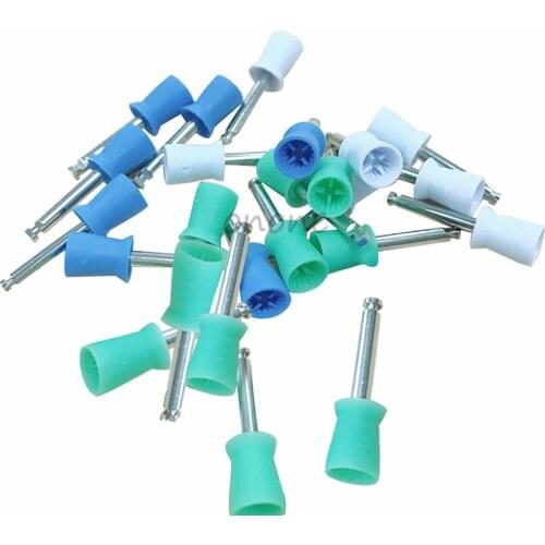 100pcs/Box Dental Bristle Polishing Brushes Bowl Shape Dental Prophylaxis Brush for Contra-Angle Handpiece RA Shank