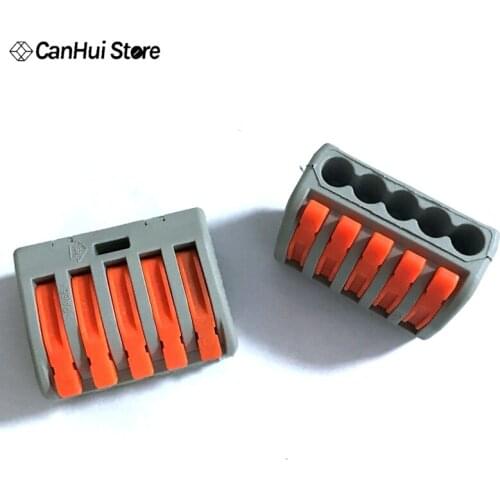 20pcs PCT-215 5 Pin Universal compact wire wiring connector conductor terminal block with lever PCT215 5 Way Grey