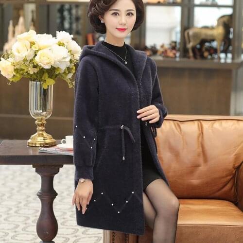 2020 Hooded Autumn Winter Imitation Water Velvet Outwear Womens Loose Sweater Coat Women Thicken Cardigans Plus Size 4XL A60