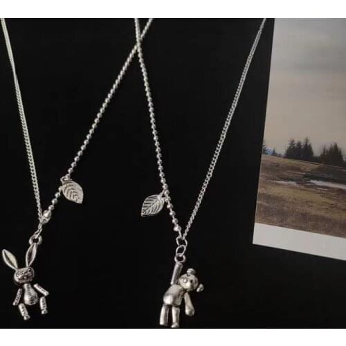 2021 ins Korea Fashion Cool Bear Rabbit Animal Pendant Necklace For Women men Vintage Dark Handmade Hip Hop Chain Party Jewelry