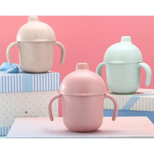 240ML Pragmatic Baby Mug Curved Handle High Sealing Polypropylene Baby Wheat Feeding Cup Toddler Drinking Supplies for Home