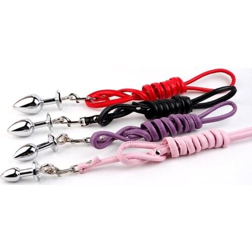 Metal Anal Butt Plug With Traction Rope Bondage Slave Restraints Anus Bead Massage Sex Toys For Women Men Adult Games Products