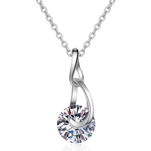 ANZIW Fashion 925 Sterling Silver Moissanite Diamond Neckalces Silver 8mm Solitiare Necklaces Women Wedding Engagement Jewery