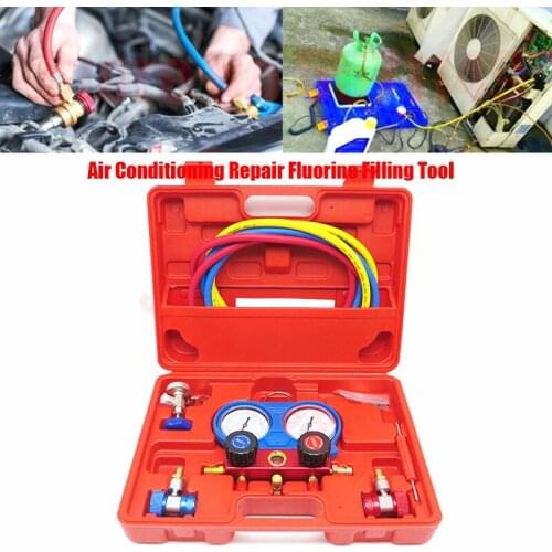 Car Air Vacuum Pump Air Conditioning Repair Fluorine Filling ToolR134A HVAC A/C Refrigeration Kit AC Manifold Gauge Set