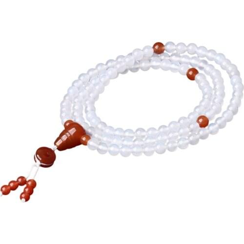 JoursNeige High ice Natural White Crystal Bracelets 108 Buddha Beads Bracelets Lucky for Women Men Bracelet Fashion Jewelry