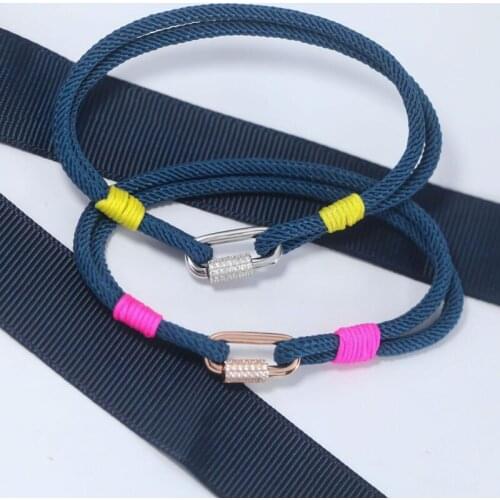 SLJELY High Quality Fashion Pure 925 Sterling Silver Navy Blue and Yellow Friendship Bracelet with Chain Link for Lovers Jewelry