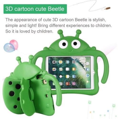 Case For iPad 9.7 2017 2018 Cover Non-toxic Cute 3D Cartoon Beetle Shockproof Kids Tablet Coque For iPad Air Air 2 Pro 9.7 funda