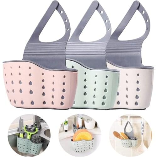 Kitchen Sink Shelf Soap Sponge Drain Rack Holder Silicone Storage Basket Bag Adjustable Bathroom Holder Sink Kitchen Accessories