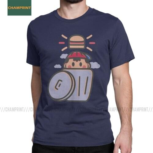 Men T-Shirt Trash Burger Earthbound Cotton Tee Shirt Short Sleeve Mother RPG Ness Lucas Giygas Video Game T Shirts Crew Neck Top