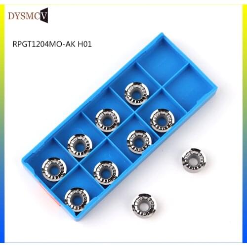 10PCS RPGT1204MO AK H01 aluminum milling cutter hard alloy RPGT Carbide aluminum cutting round inserts CNC milling tool