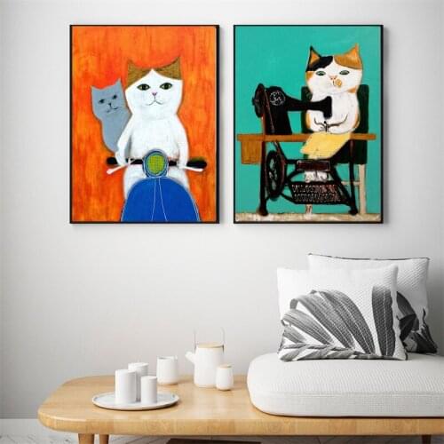 GOODECOR Cute Cat Canvas Painting Prints And Cartoon Posters Wall Picture For Living Room Kids Bedroom Home Decor Frameless